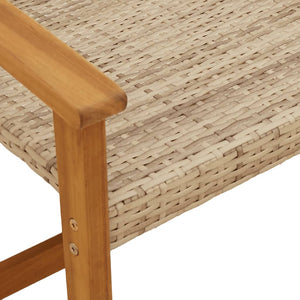 5-tlg. Garten Lounge Set Beige Poly Rattan Akazie