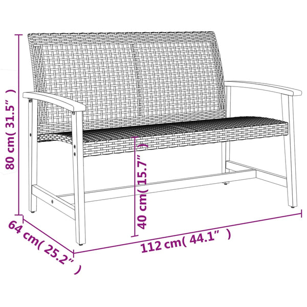5-tlg. Garten Lounge Set Beige Poly Rattan Akazie