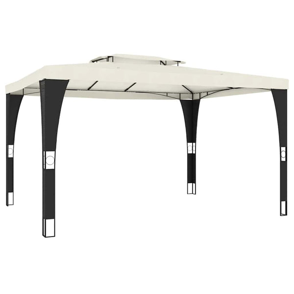 vidaXL Double-Roof Gazebo Cream 3.98x2.98 m Steel