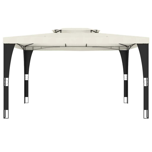 vidaXL Double-Roof Gazebo Cream 3.98x2.98 m Steel