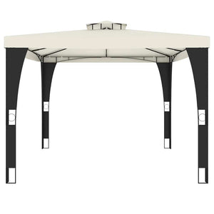 vidaXL Double-Roof Gazebo Cream 3.98x2.98 m Steel