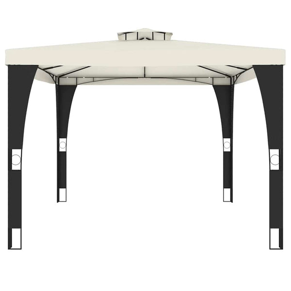 vidaXL Double-Roof Gazebo Cream 3.98x2.98 m Steel
