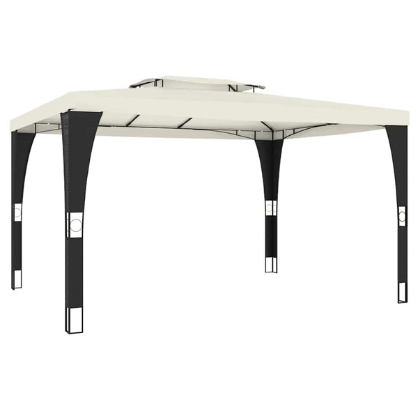 vidaXL Double-Roof Gazebo Cream 3.98x2.98 m Steel