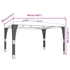 vidaXL Double-Roof Gazebo Cream 3.98x2.98 m Steel