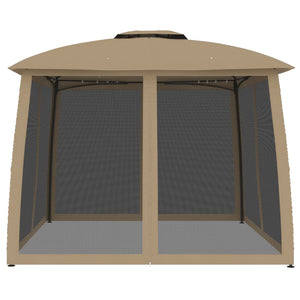 vidaXL Gazebo with Double Roof & Net Walls Taupe 2.93x2.93 m Steel