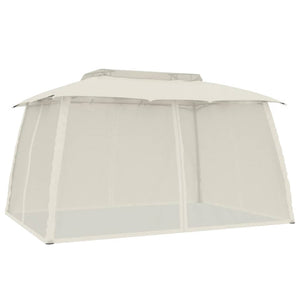 vidaXL Gazebo with Double Roof & Net Walls Cream 3.93x2.93 m Steel