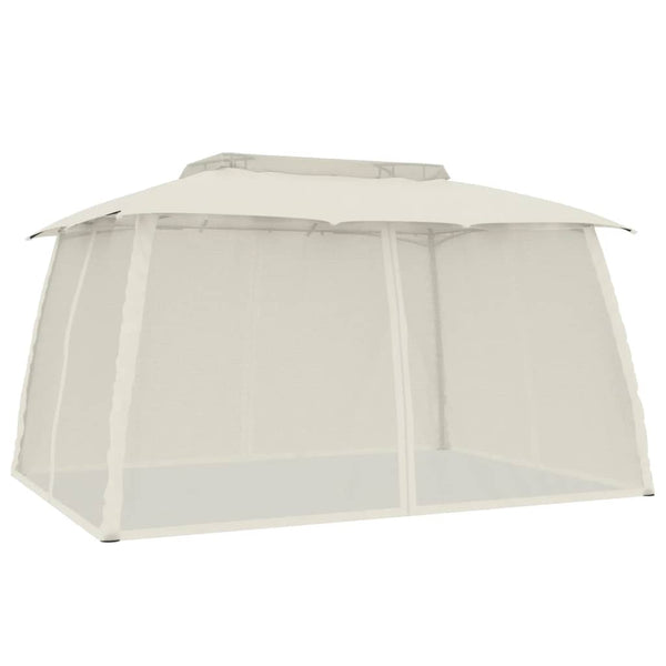 vidaXL Gazebo with Double Roof & Net Walls Cream 3.93x2.93 m Steel