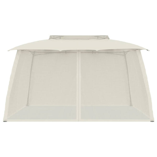 vidaXL Gazebo with Double Roof & Net Walls Cream 3.93x2.93 m Steel