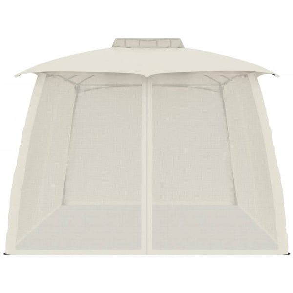 vidaXL Gazebo with Double Roof & Net Walls Cream 3.93x2.93 m Steel