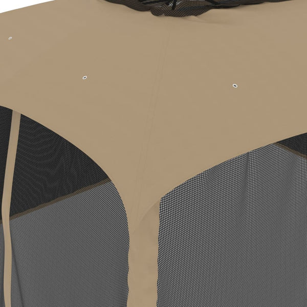 vidaXL Gazebo with Double Roof & Net Walls Taupe 3.93x2.93 m Steel