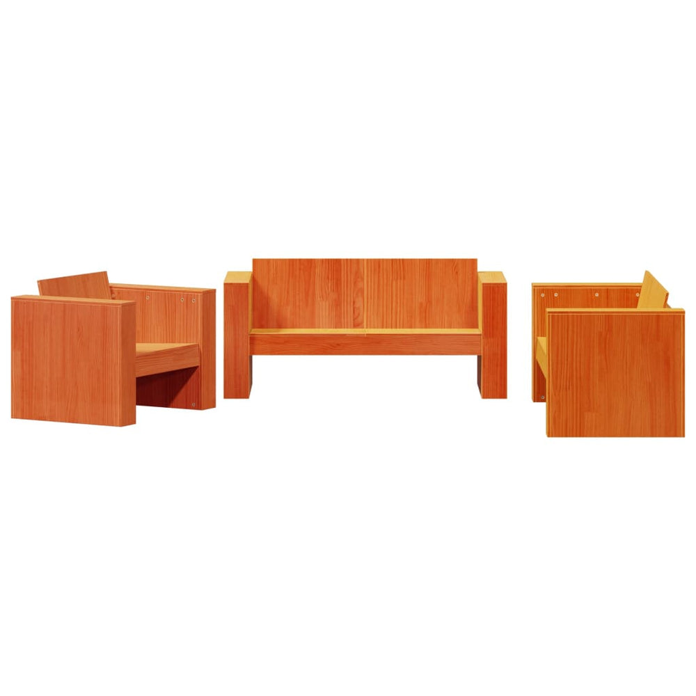 vidaXL 2-piece Garden Lounge Set Waxed Brown Solid Pine Wood