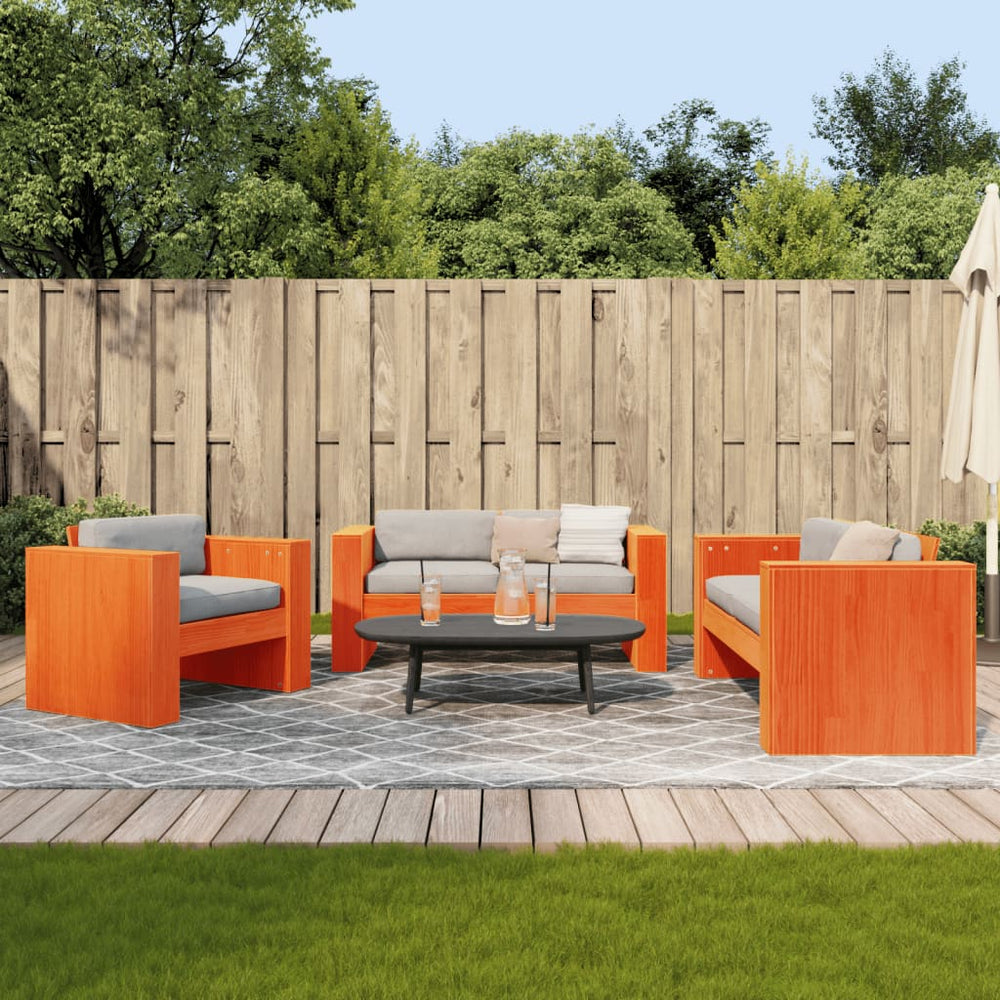 vidaXL 2-piece Garden Lounge Set Waxed Brown Solid Pine Wood