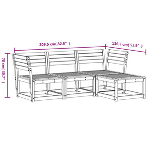 vidaXL 4-piece Garden Lounge Set Wax Brown Solid Pine Wood