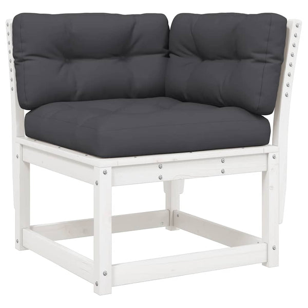 vidaXL 4-piece Garden Lounge Set with Cushions White Solid Pine Wood