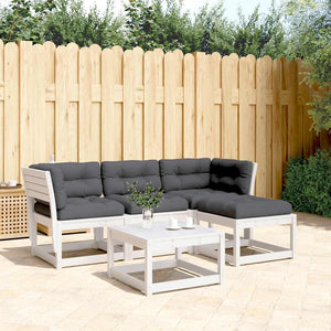 vidaXL 4-piece Garden Lounge Set with Cushions White Solid Pine Wood