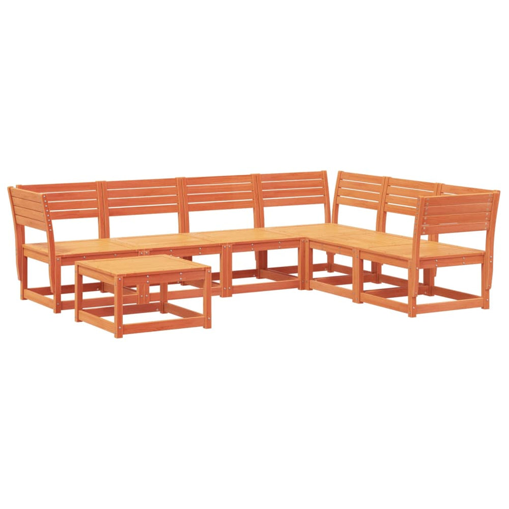 vidaXL 7-piece Garden Lounge Set Waxed Brown Solid Pine Wood