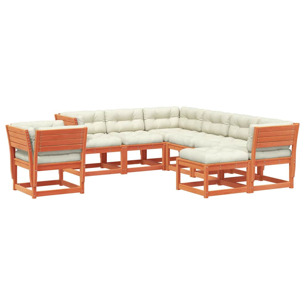 vidaXL 8-piece Garden Lounge Set with Cushions Wax Brown Solid Pine Wood