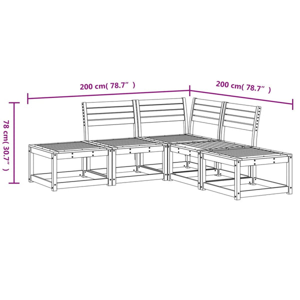 vidaXL 5-Piece Garden Sofa Set White Solid Pine Wood