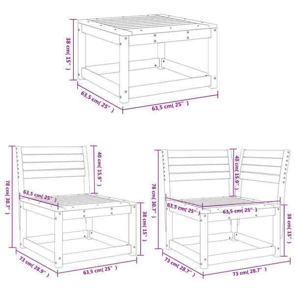vidaXL 5-Piece Garden Sofa Set White Solid Pine Wood
