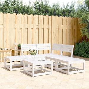 vidaXL 5-Piece Garden Sofa Set White Solid Pine Wood