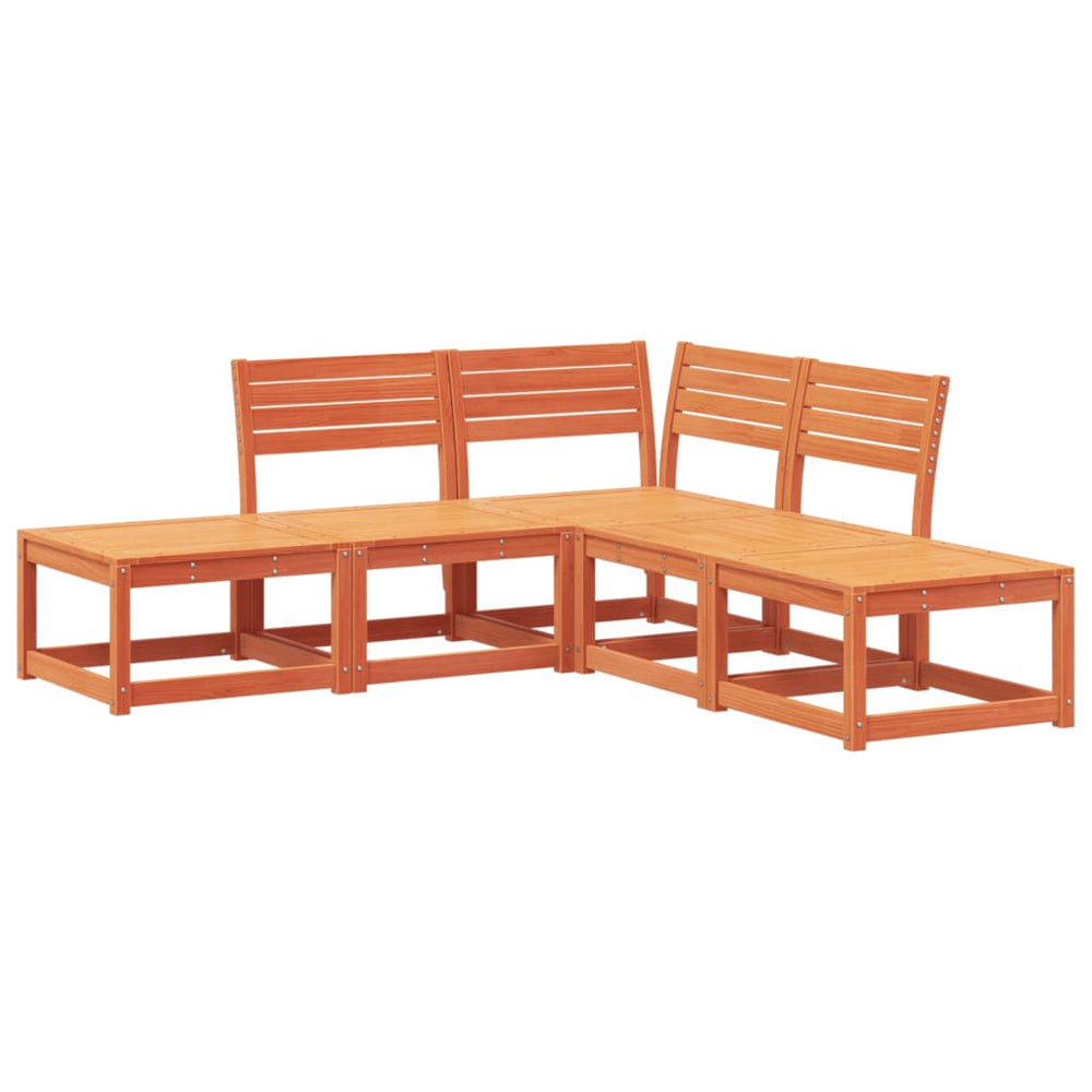 vidaXL 5-Piece Garden Sofa Set Waxed Brown Solid Pinewood