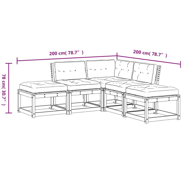 vidaXL 5-piece Outdoor Sofa Set with Cushions Solid Pine Wood