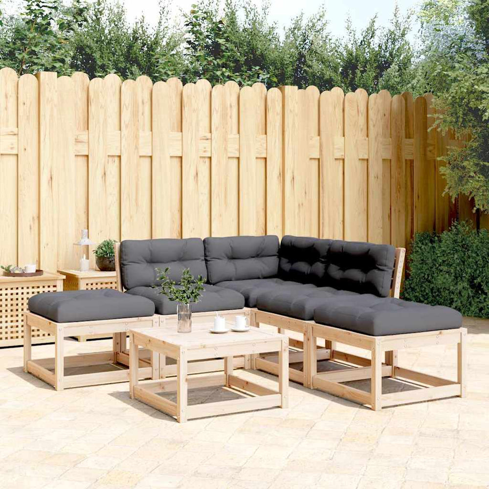 vidaXL 5-piece Outdoor Sofa Set with Cushions Solid Pine Wood