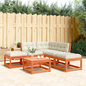 vidaXL 5-piece Garden Sofa Set with Cushions Waxed Brown Pinewood