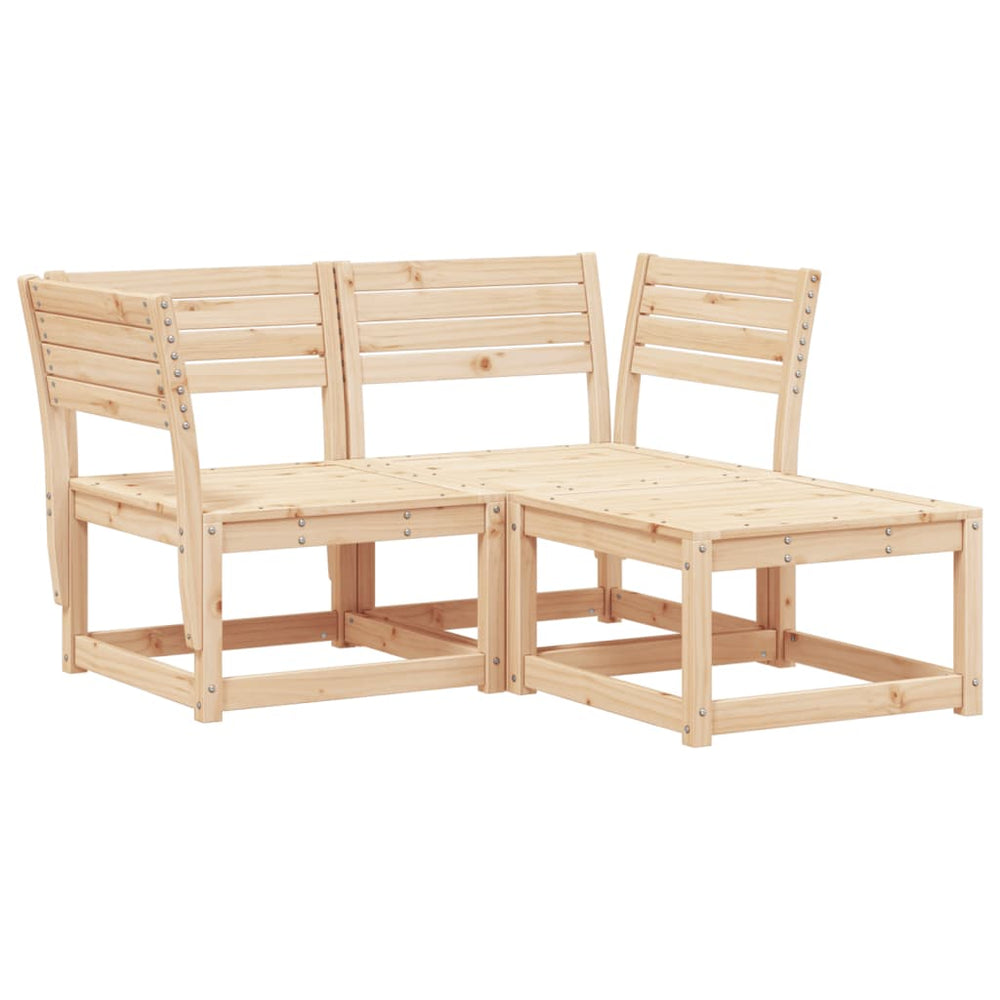 vidaXL 3-Piece Solid Pine Wood Garden Sofa Set
