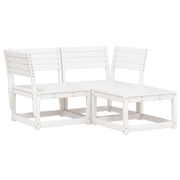 vidaXL 3-Piece Garden Sofa Set White Solid Pine Wood