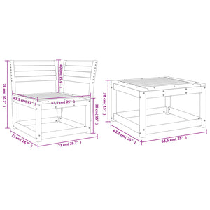 vidaXL 3-Piece Garden Sofa Set White Solid Pine Wood