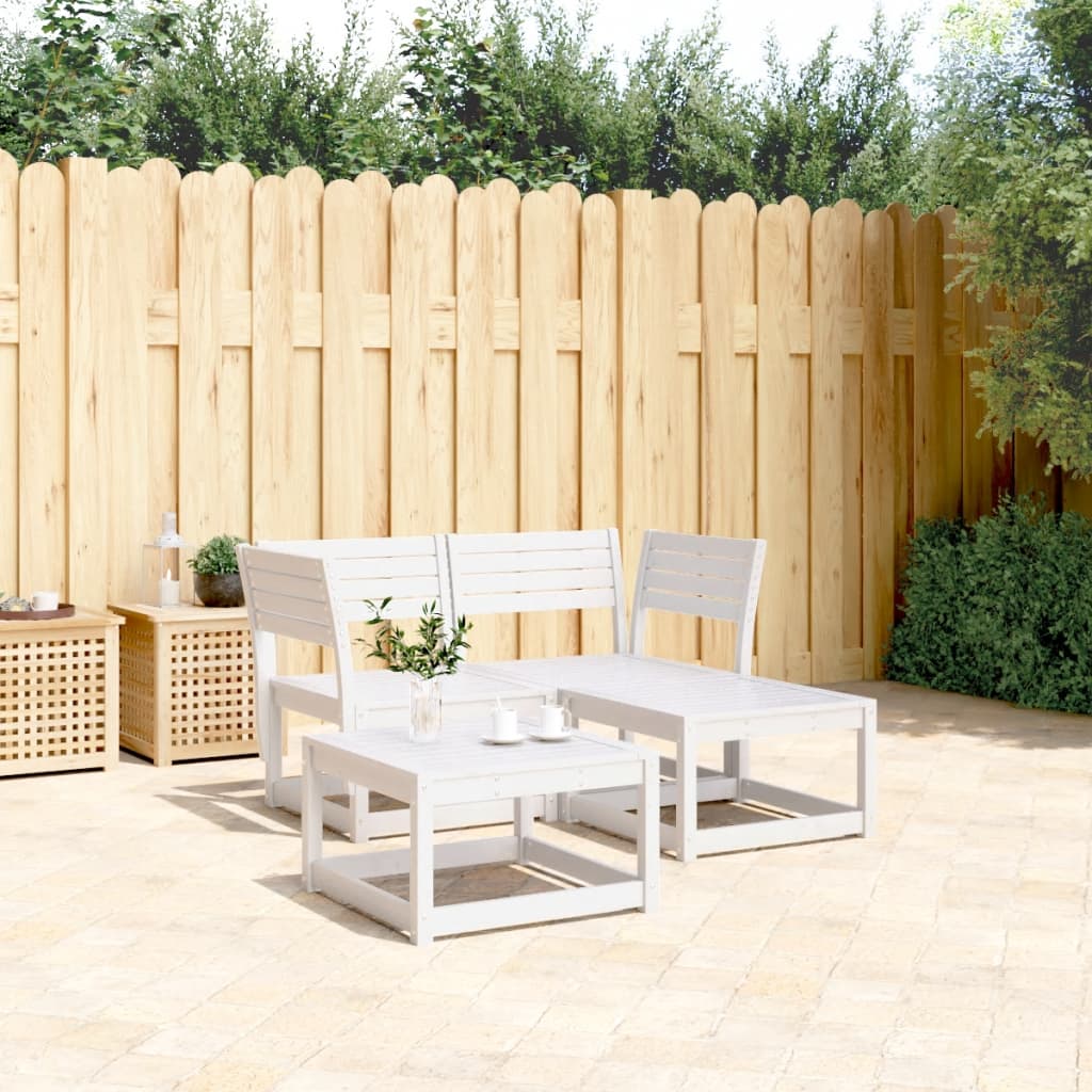 vidaXL 3-Piece Garden Sofa Set White Solid Pine Wood