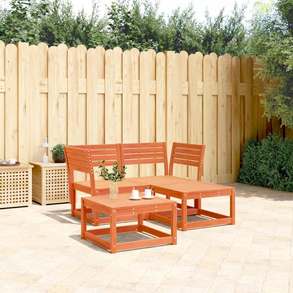 vidaXL 3-Piece Garden Sofa Set Waxed Brown Solid Pine Wood
