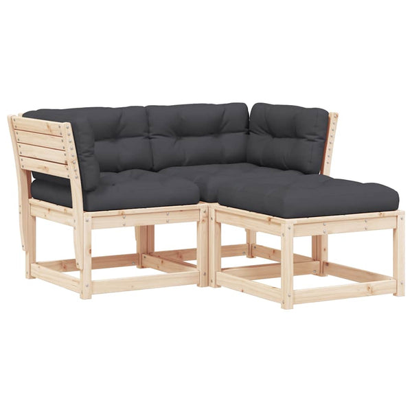 vidaXL 3-piece Garden Sofa Set with Cushions Solid Pine Wood