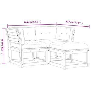 vidaXL 3-piece Garden Sofa Set with Cushions Solid Pine Wood