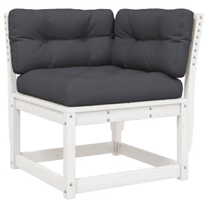 vidaXL 3-Piece Garden Sofa Set with Cushions White Solid Pine Wood