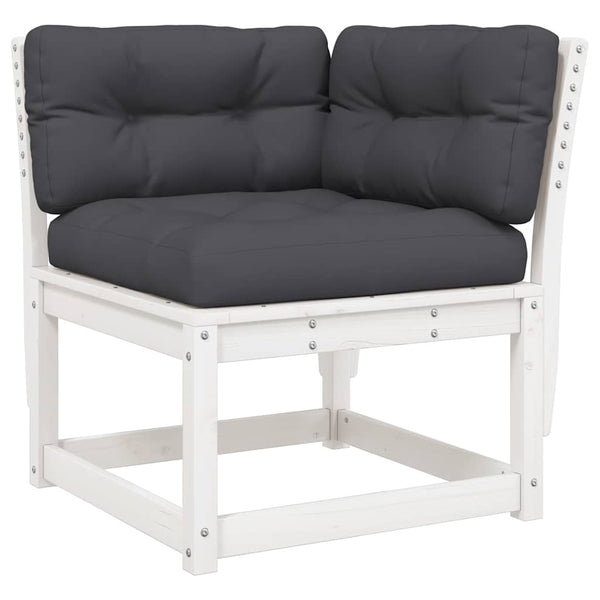 vidaXL 3-Piece Garden Sofa Set with Cushions White Solid Pine Wood