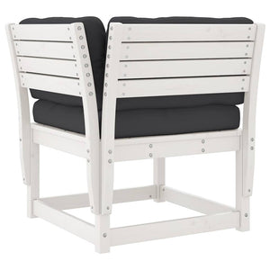 vidaXL 3-Piece Garden Sofa Set with Cushions White Solid Pine Wood