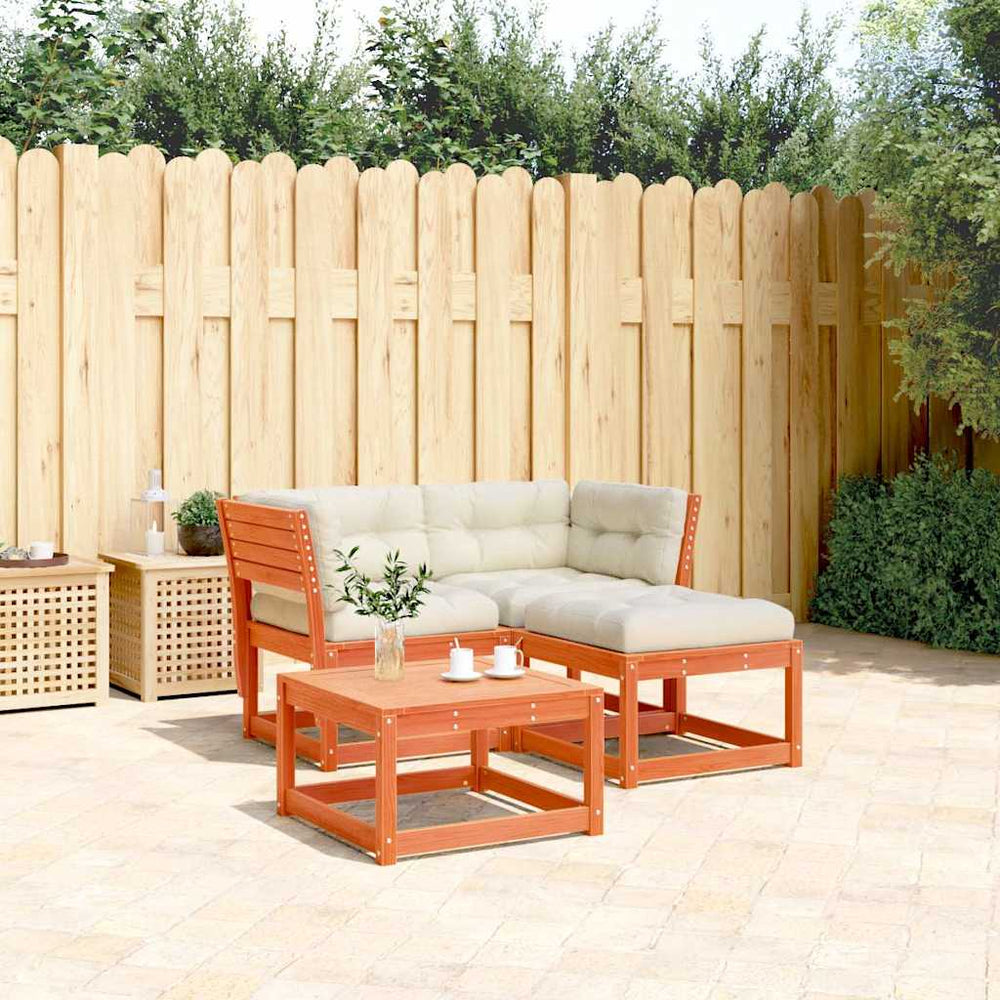 vidaXL 3-Piece Garden Sofa Set with Cushions Wax Brown Pinewood