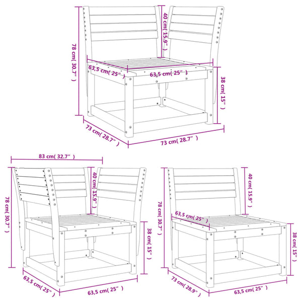 vidaXL 5-piece Impregnated Pine Wood Garden Sofa Set