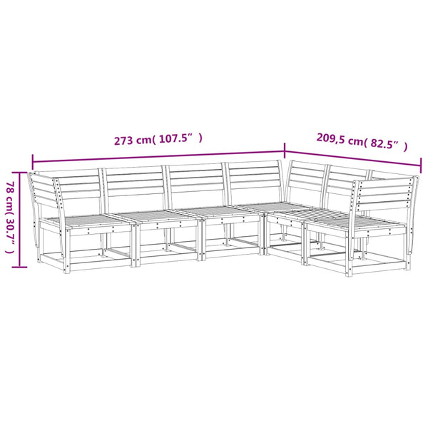 vidaXL 6-piece Garden Sofa Set White Solid Pine Wood