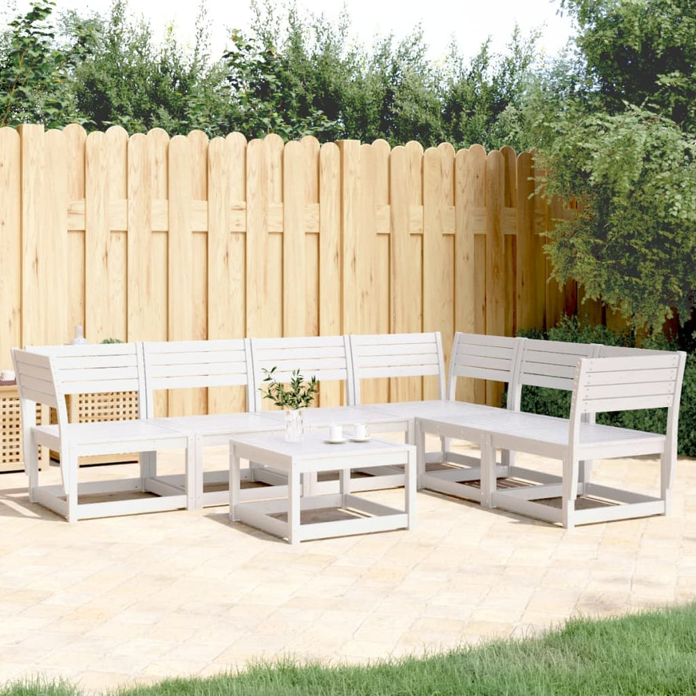 vidaXL 6-piece Garden Sofa Set White Solid Pine Wood