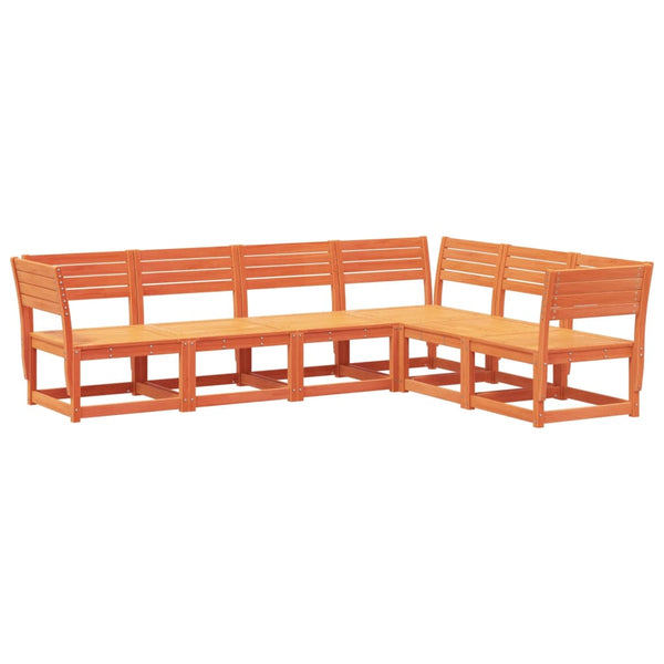 vidaXL 6-Piece Garden Sofa Set Waxed Brown Solid Pine Wood