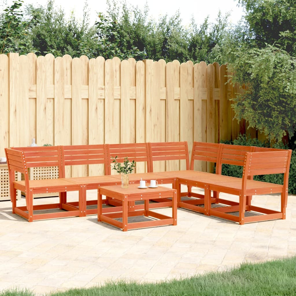 vidaXL 6-Piece Garden Sofa Set Waxed Brown Solid Pine Wood