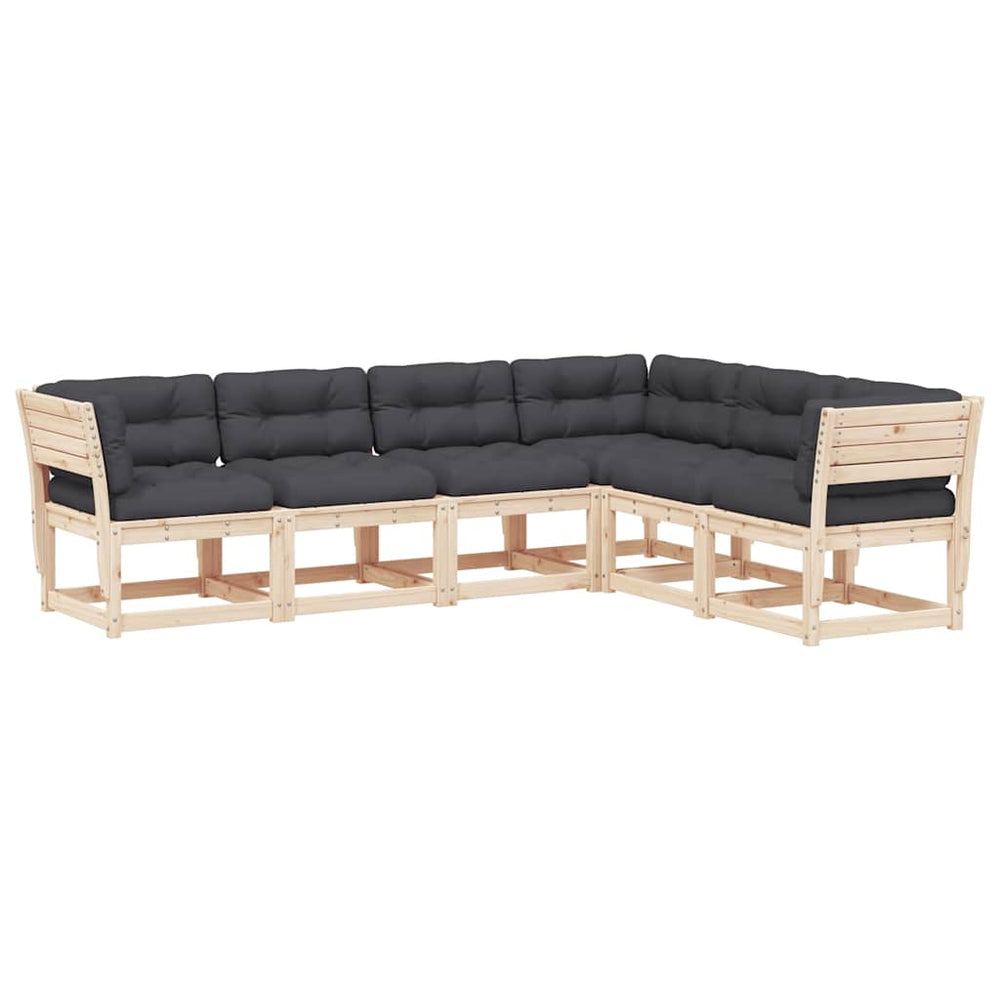 vidaXL 6-Piece Garden Sofa Set with Cushions Solid Pine Wood