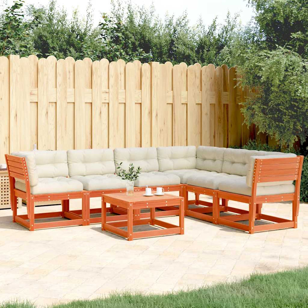 vidaXL 6-Piece Garden Sofa Set with Cushions Waxed Brown Pine Wood