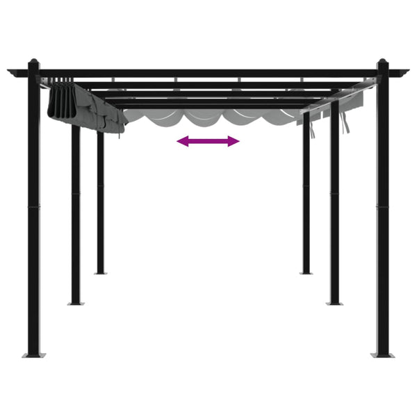 vidaXL Garden Pavilion with Retractable Roof Anthracite 3x6 m Aluminum