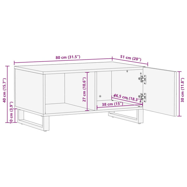 vidaXL Coffee Table Brown 80x51x40 cm Solid Mango Wood