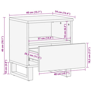 vidaXL Bedside Cabinet 40x34x46 cm Solid Mango Wood