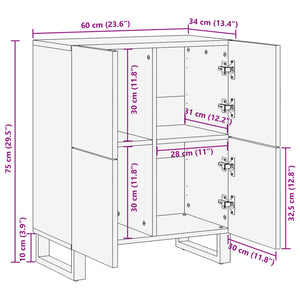 vidaXL Sideboard 60x34x75 cm Solid Mango Wood